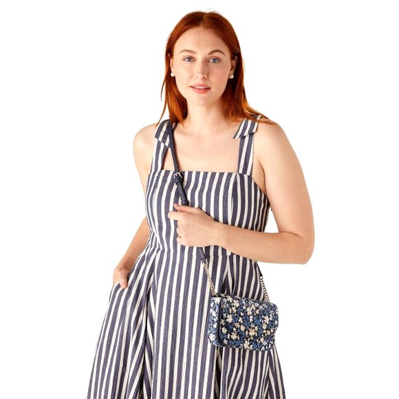 New Kate Spade Kristi Shoreside Floral Print Flap Crossbody Blue Multicolor - Picture 2 of 5